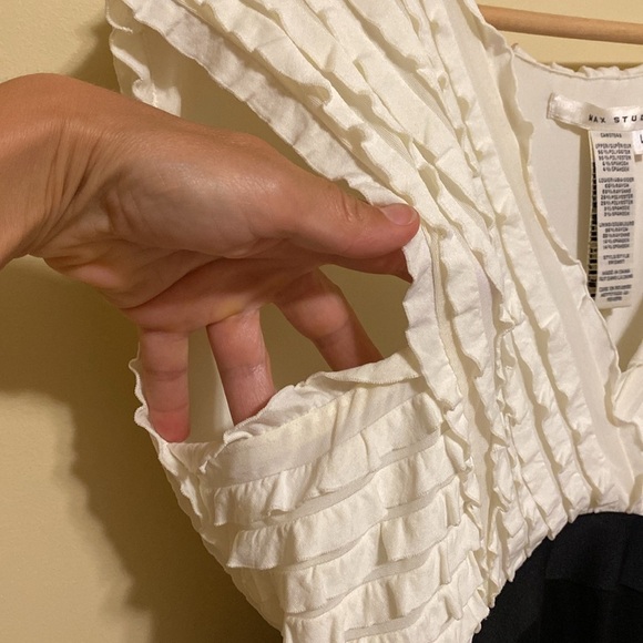 Max StudioY2K Mini Dress Black White Ruffles Bodycon Cocktail 90s Summer Wedding - Picture 5 of 8